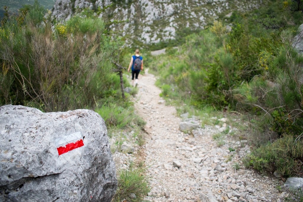 Signage on the walking holiday in France